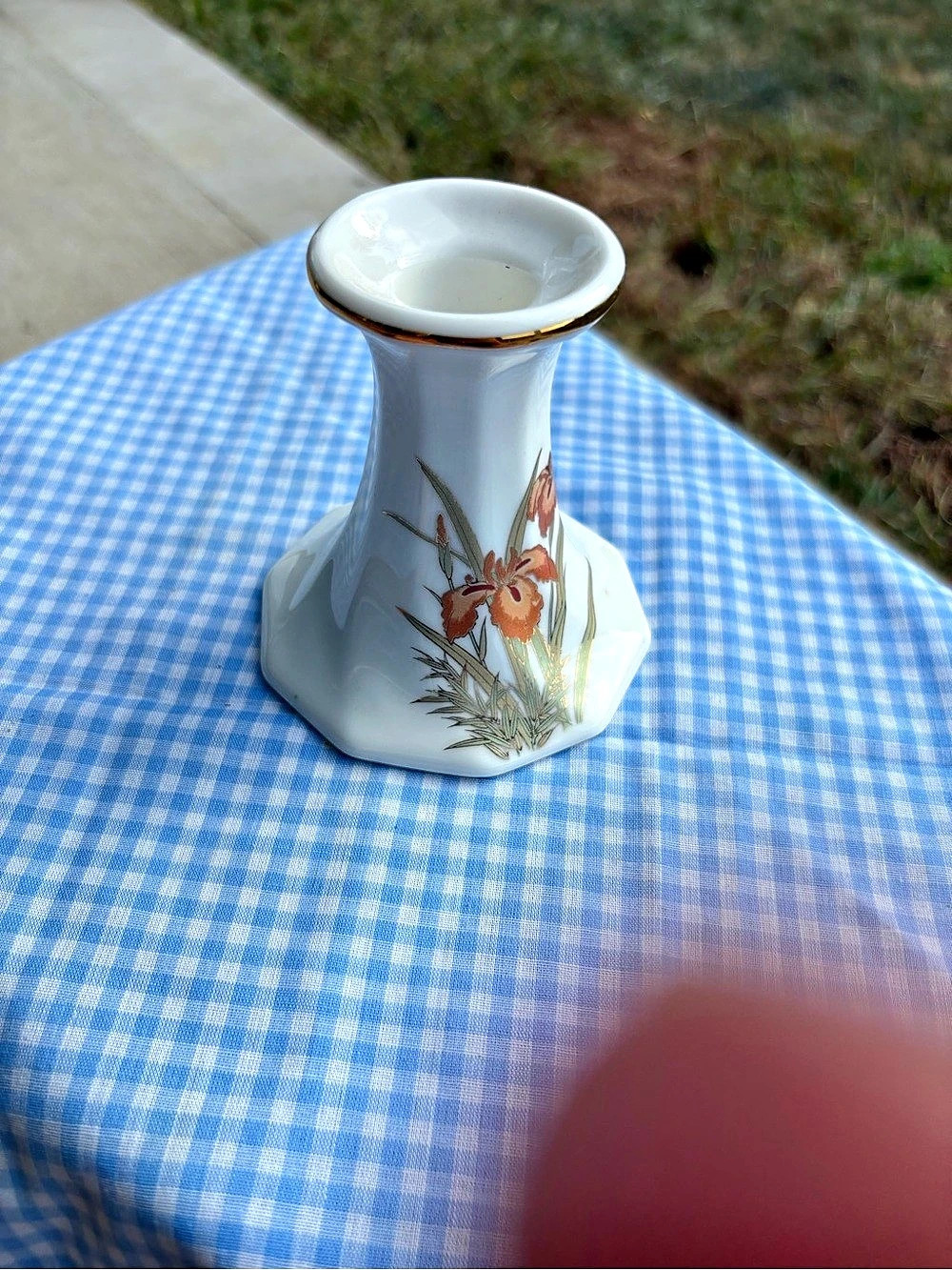 Fuji Kyo Floral Bud Vase in White & Orange
